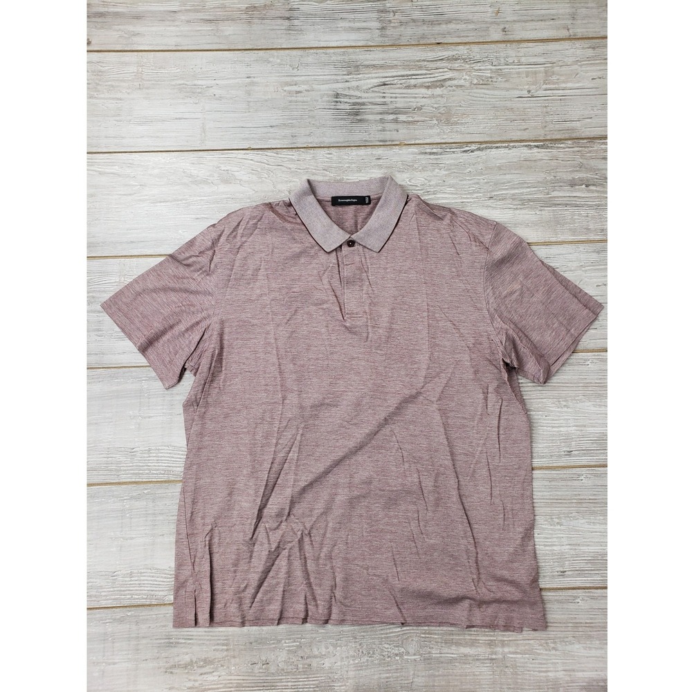 Ermenegildo Zegna Mens Burgundy Cotton Short Sleeve Polo Shirt 7 UU505 746